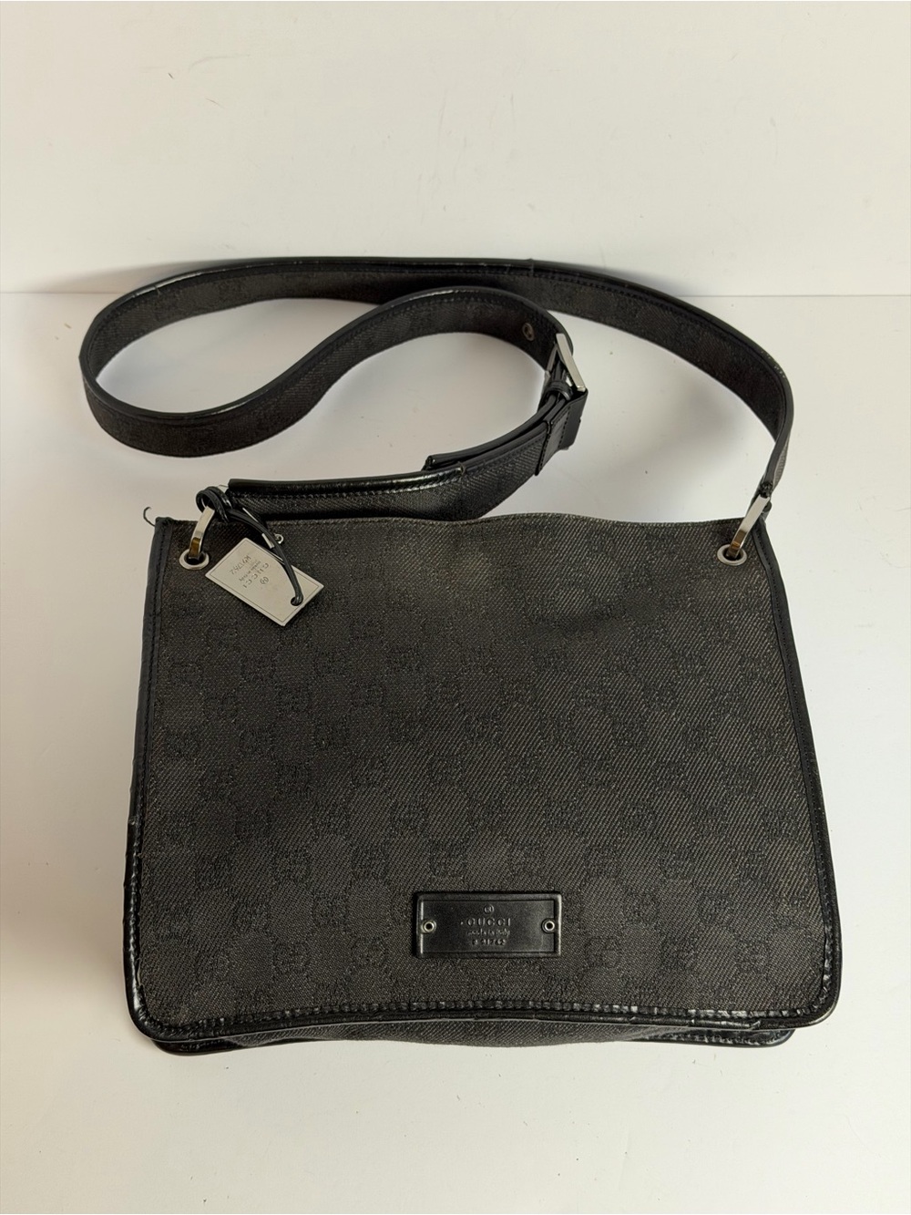 Gucci GG Black Monogram Canvas Crossbody Messenger Bag